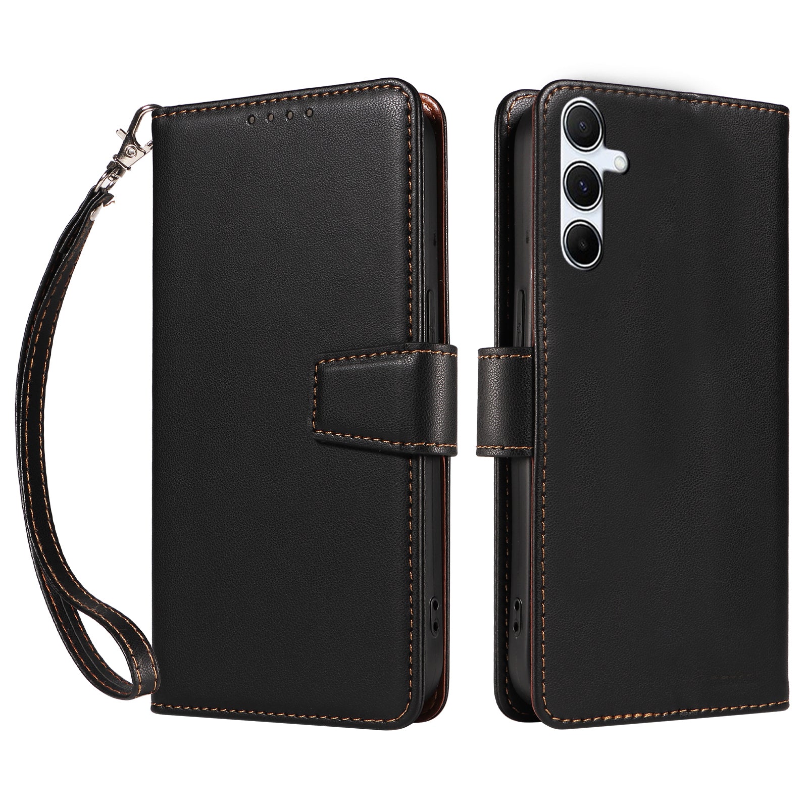 For Samsung Galaxy A16 4G / 5G Case RFID Blocking PU Leather Wallet Flip Phone Cover with Wrist Strap - Black For Samsung Galaxy A16 4G / 5G Case RFID Blocking PU Leather Wallet Flip Phone Cover with Wrist Strap - Black